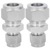 2pcs Compression Tube Fitting Adapter Stainless Steel Double Ferrule Joint