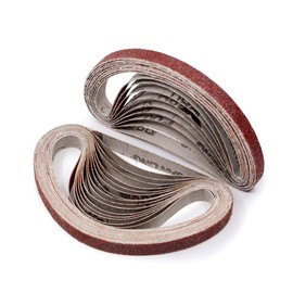 SHUTTLE GENIUS 3/8 x 13 Sanding Belts, 120 Grit Aluminum Oxide Sanding Belt, Belt Sander Paper for Air Belt Sander, 24 Pack(3/8x13in,120 Grit)