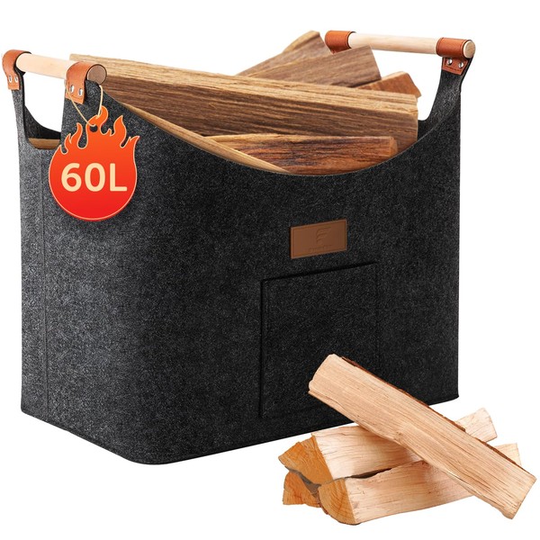 shinfly Log Basket for Firewood 60 L, Firewood Basket Large
