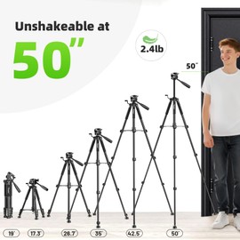 Huepar Tripod 50-inch Extendable Height Tripod Use with Laser Level, Point Lasers, Lazer Distance Measures, 1/4" and 5/8" Thread Mount for for Varieties Tools, Outdoor and Indoor T13A