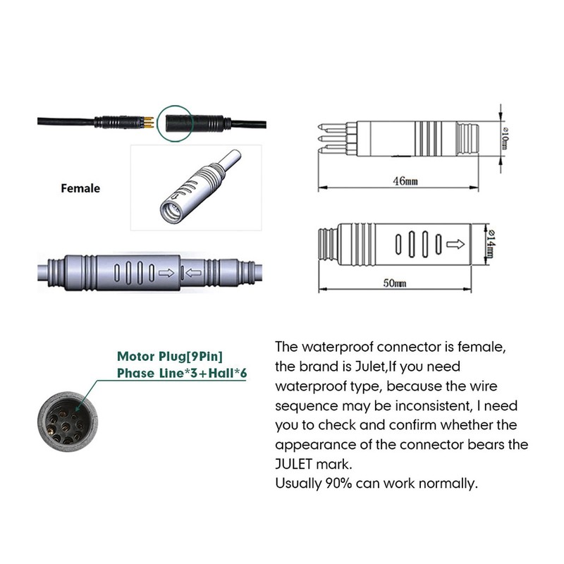 Electric Bike Motor Controller 17A Waterproof Brushless Square Wave Controller