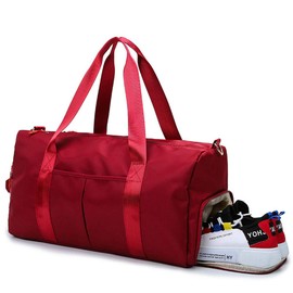 KARRESLY Bolsa deportiva de gimnasio para mujeres u hombres, bolsa de viaje con bolsillo húmedo y compartimento para zapatos para entrenamiento, natación, yoga, Morado, free size