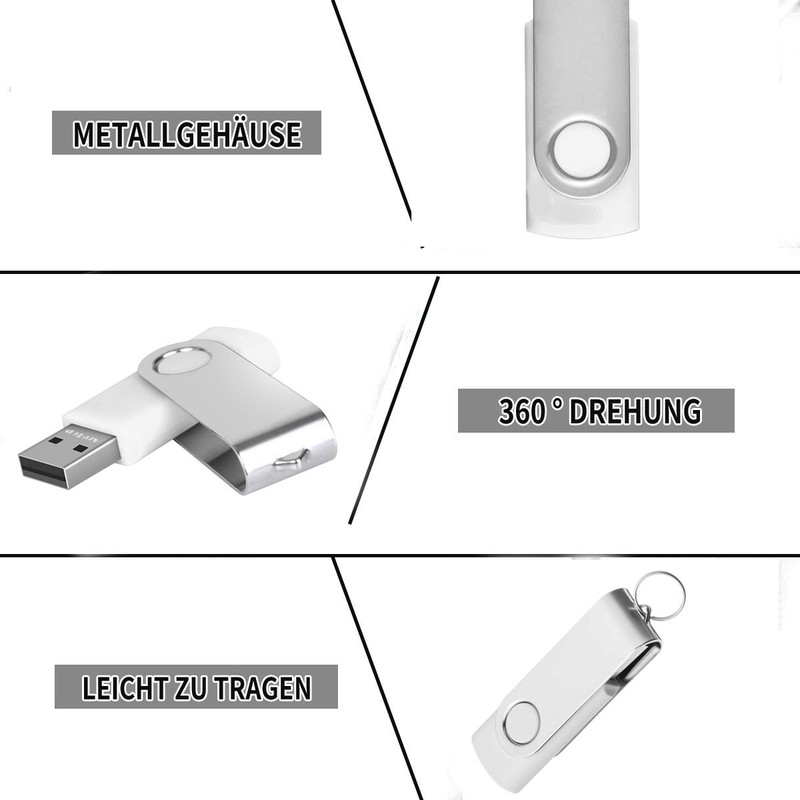 USB Sticks 2GB 10 Stück, AreTop Speicherstick Rotate Metall High
