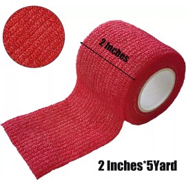 Unbranded 6 Rolls Self Adhesive RED Bandage Wrap Vet Tape, Medical Tape (2 In x 5 Yds)