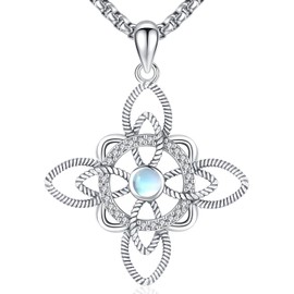 Aniu Tetragrammaton/Pentagram/Triple Moon Goddess Necklace for Men Women 925 Sterling Silver Witch Knot Pentacle Pendant Pagan Wiccan Amulet Energy Gifts Jewelry, Sterling Silver