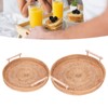 2PCS Hand Woven Rattan Tray Round Serving Tray Tea Fruit