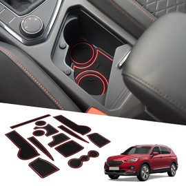 BIXUAN Compatible with Seat Tarraco 2019-2024 VW Tiguan 2 MK2 2016-2023 Non-Slip Mats Centre Console Armrest Rubber Mats, Drink Holder Mat, Non-Slip Door Seam Mats Door Slot Mat Pack of 13