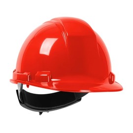 Dynamic Safety HP241R/15 Whistler Hard Hat with 4-Point Nylon Suspension and Sure-Lock Ratchet Adjustment, ANSI Type I, One Size, Red