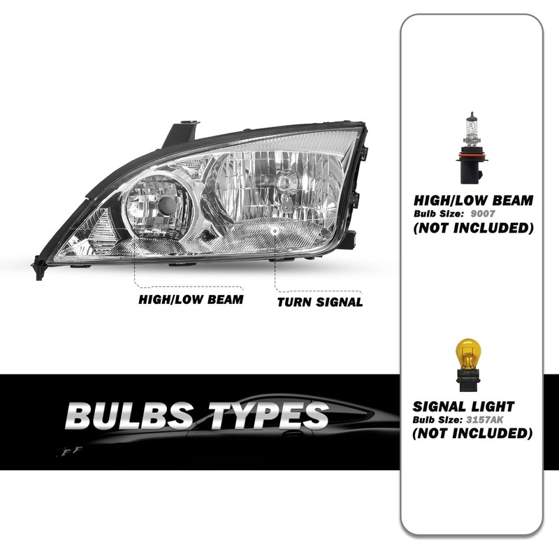 SOCKIR Headlight Assembly fit 2005 2006 2007 Ford Focus OEM