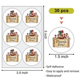 30 pcs Thank You Chicken​​​​​​​​​​​​ Stickers Envelope Seals Labels Round Tags, Stamps Sticker for Gift Cards, Envelopes, Boxes for Holiday, Birthday, Christmas