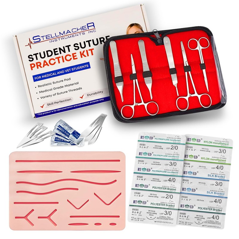 STELLMACHER 38 Pcs Suture Practice Kit Complete Kit for Medical
