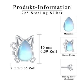 925 Sterling Silver Earrings Animals/Flowers/Heart/Wings/Moon Stars/Compass Stud Earrings Crystal/Moonstone Hypoallergenic Earrings Jewellery for Women Girls Women, Sterling Silver