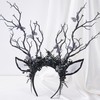 MOSTORY Black Flower Antlers Headband - Gothic Branch Reindeer Ear