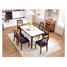 Fuloon Stretch Chair Seat Covers 6 PCS, Removable Washable Dining Chair Covers Anti-Dust Dining Room Seat Cushion Slipcovers (6, Navy Blue)