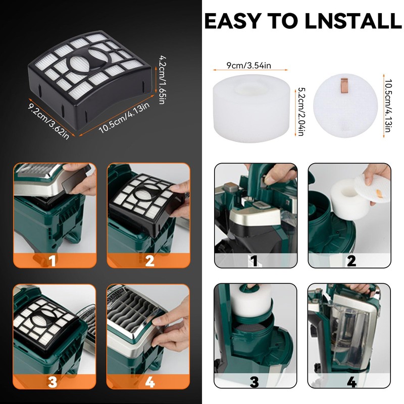 Main Roller Brush Filter Replacement Part for Shark NZ801UK,NZ801UKT, NZ801UKTSB,