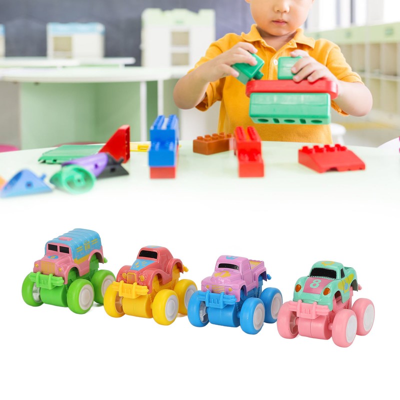 4pcs Pull Back Car Toys Cartoon Q Version Alloy Vehicle