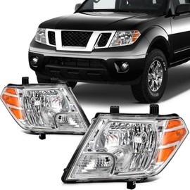 SCITOO Headlights for 2009-2019 for Nissan Frontier Pair Headlights Assembly Chrome Housing Clear Reflector 26060-ZL40A