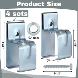 MorningRo 4 Sets Barn Door Rail Bracket with Bolts Heavy Duty Exterior Box Hanger Hardware Galvanized Steel Single Box Splice Bracket Use to Mount Rail for a Barn Door