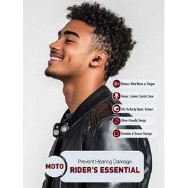 Softvox Motorcycle Ear Plugs, Wind Noise Reduction Keep Comms Clear, Reusable Earplugs for Motor, Motorbike, Motorsports, Touring, Racing, Riding - 2 Sizes, Triple Tips Comfy, BKRD