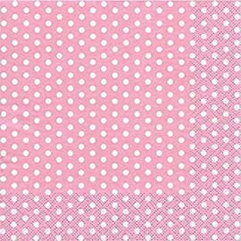 Anniversary House PJ379201 Tiflair Lunch-Servietten, gepunktet, Hellrosa, 3-lagig, Rosa mit weißen Punkten