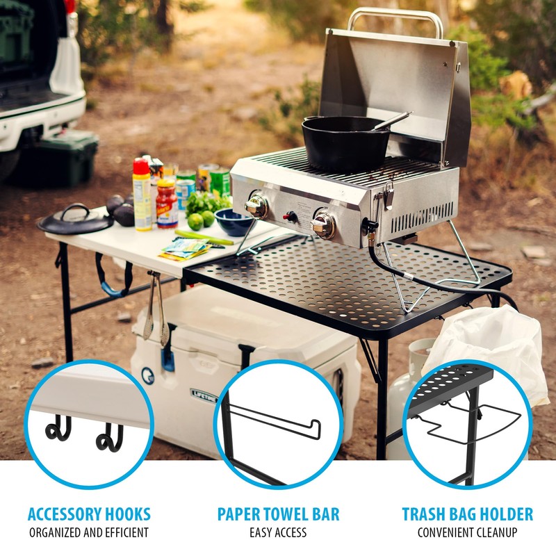 Lifetime Folding Tailgate Table with Grill Rack, Portable Outdoor Camping