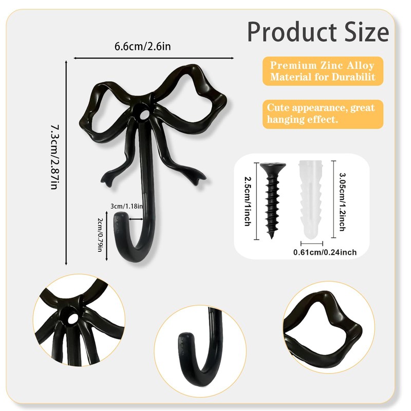 BXPTQCRY 6 PCS Cute Butterfly Wall Hooks，2.9 * 2.6in Coquette