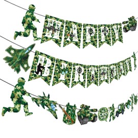 Army Soldier Birthday Party Banner Camo Hero Party Green Camouflage Decorations for Military Soldier Themed Party Baby Shower Supplies
