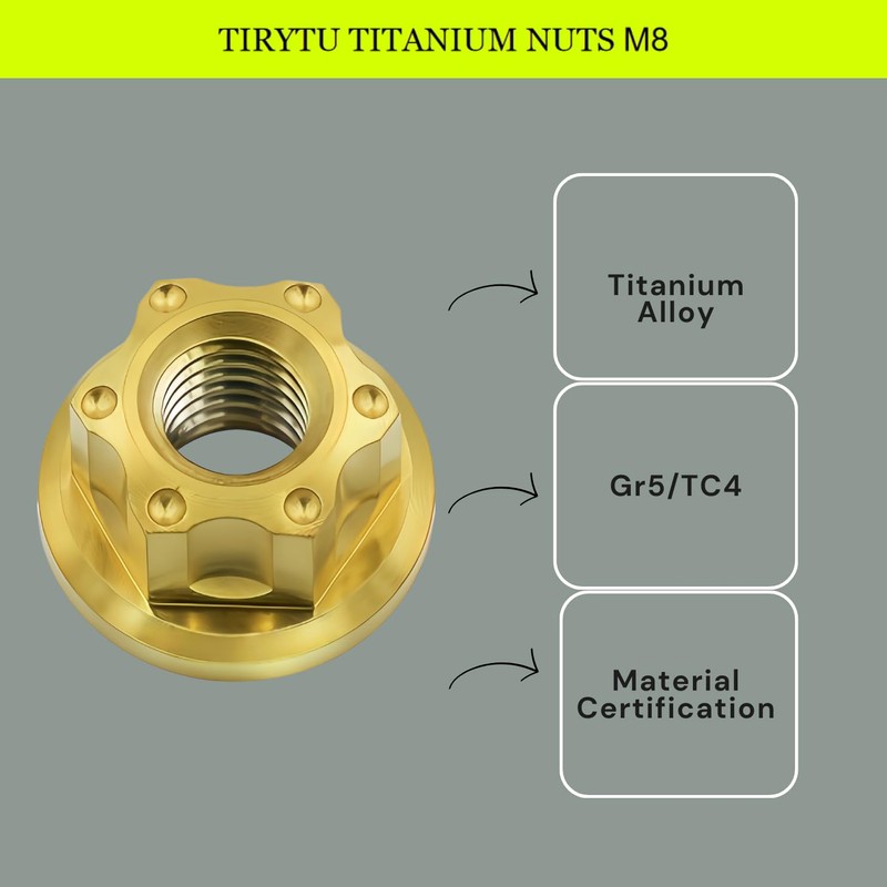 TIRYTU Titanium Flange Nut M8x1.25, Gold