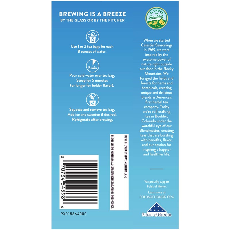 Celestial Seasonings Cold Brew Red White, Blueberry, 18 Count