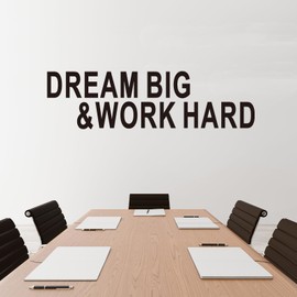 Inspirational Quotes Wall Decals for Office: Motivational Positive Vinyl Art Wall Stickers for Bedroom Classroom School Coffee Room - Dream Big & Work Hard 35" X 9.8"