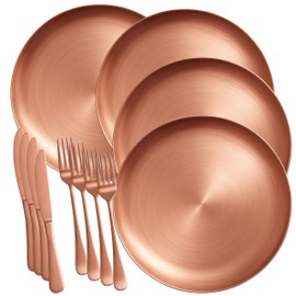 Adariz Stainless Steel Dinnerware Set – 12 Pieces: Includes 4 plates, 4 forks, and 4 knives. Rust-resistant and easy to clean. Perfect for everyday use, family gatherings, picnics, or camping trips