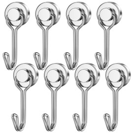 FINDMAG Magnetic Hooks, 8 Pack 30 lb+ Swivel Swing Neodymium Magnet Hooks, Strong Magnetic Hooks for Cruise, Magnet with Hooks, Strong Magnet Hooks for Hanging, Garage, Kitchen, Camping Van