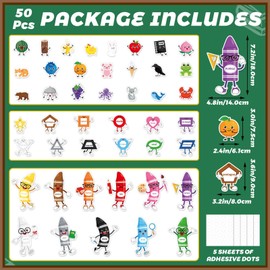 50 Pcs Color Bulletin Board Classroom Decorations,Crayon Shapes Fruit Animal Cutouts Color Posters for Toddler Kids Learning Nursery Preschool Classroom Chalkboard Back to School Home Wall Door Decor