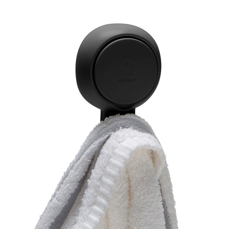 Bath Bliss 4 Pack Gel Matte Black Suction Power Hook,