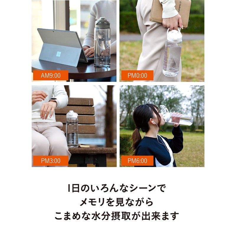 CB Japan Water Bottle, Time Marker, Memory Included, Gray, One-Touch,