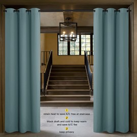 NICETOWN Door Screen Cover for Air Conditioner Room, Insulated Faux Accordion Door, Privacy Draft Keep Heat Out Bedroom Kitchen Drape for Doorway (Greyish Blue, 1 Panel, 5ft Wide x 10ft Long)