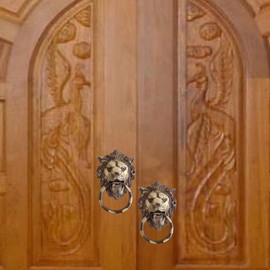 CHAKRIK Black Antique, Brass, Ring Door Knocker (Brass Lion Knocker Plain Ring)