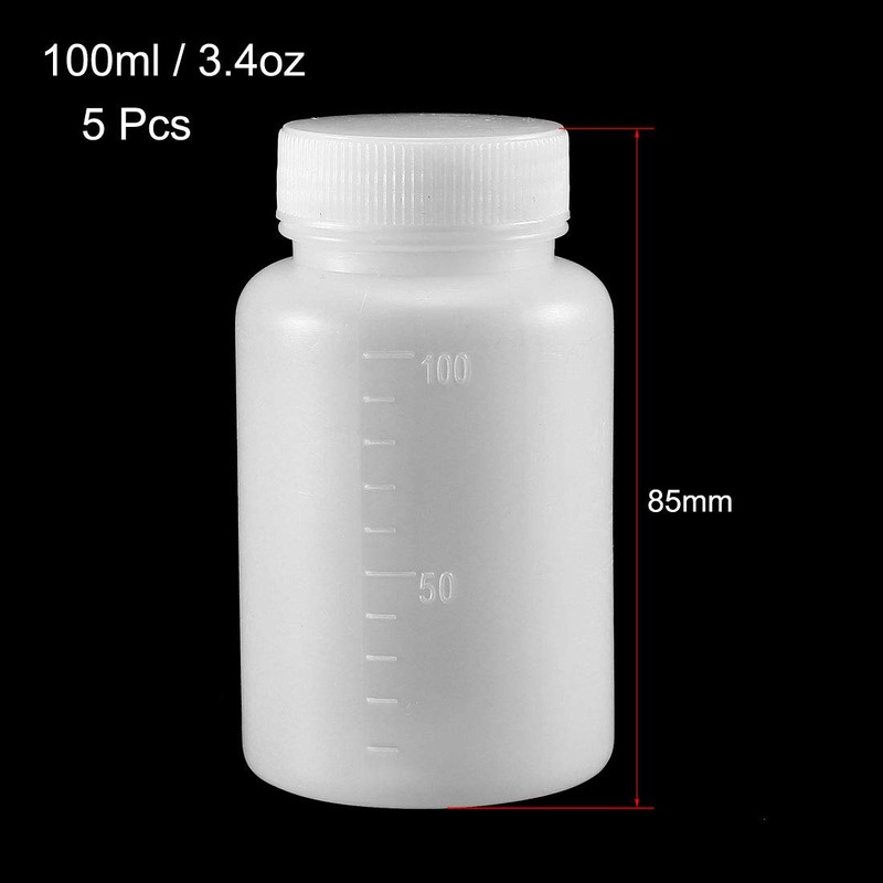 sourcing map Plastic Lab Chemical Reagent Bottle 100ml/3.4oz Wide Mouth