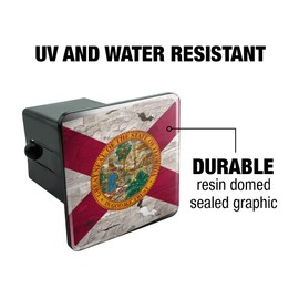 Rustic Florida State Flag Distressed USA Tow Trailer Hitch Cover Plug Insert