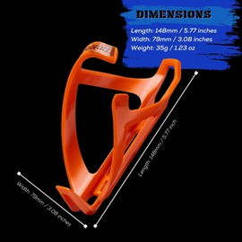 Corki Cycles Bicycle Bottle Holder - Lightweight Bicycle Bottle Holder for Road Bike, Mountain Bike, Gravel Bike and E-Bike, Side Loader, Orange, Set of 2