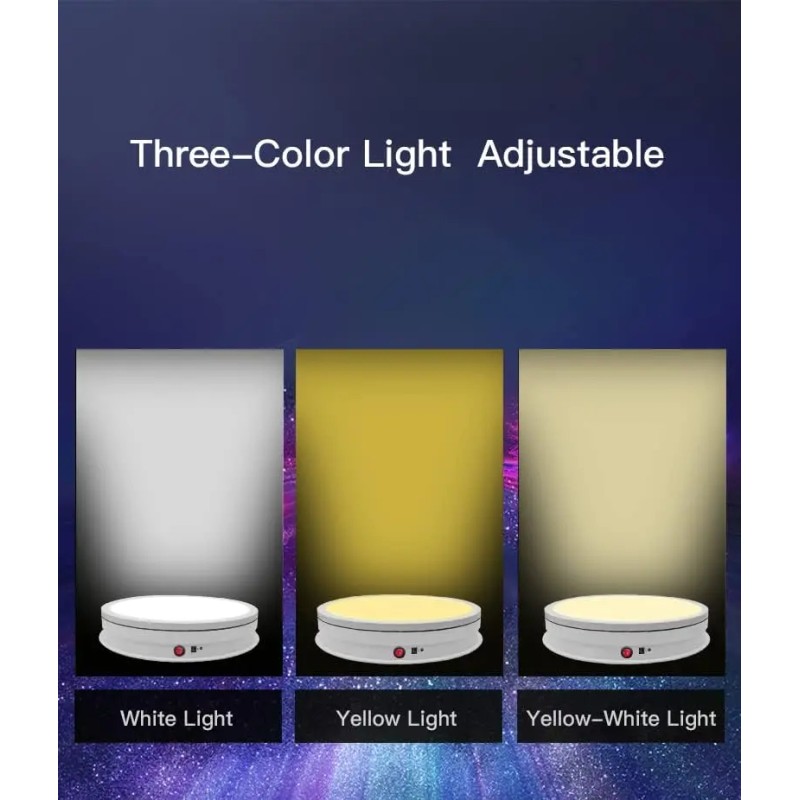 3 Color LED Light Base Non-Slip Rotating Display Stand, 110Lbs