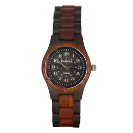 Hula Girl Handmade Hawaiian Wooden Ladies Watch Made with Red and Black Sandalwood Two Tone Kahala Colored Faces (Black Face)