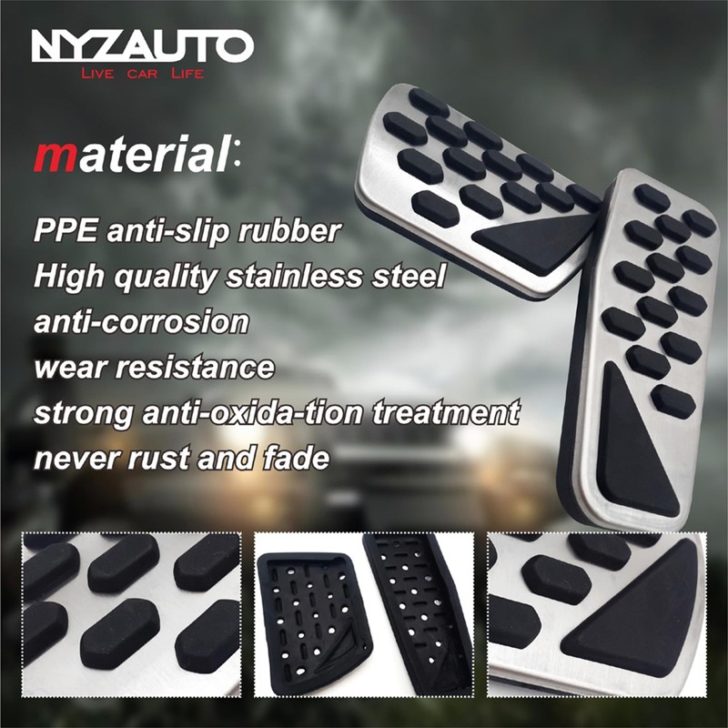 NYZAUTO Non-Slip Foot Pedal Pads Compatible with Wrangler JL 2018-up/Gladiator