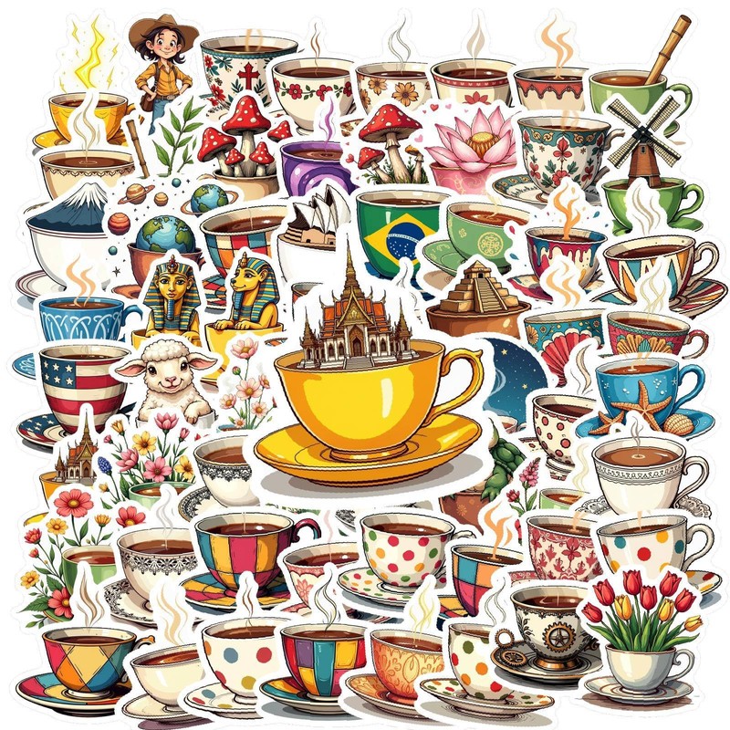150Pcs Cartoon Teapot Stickers, Waterproof Teapot Sticker for Water Bottle