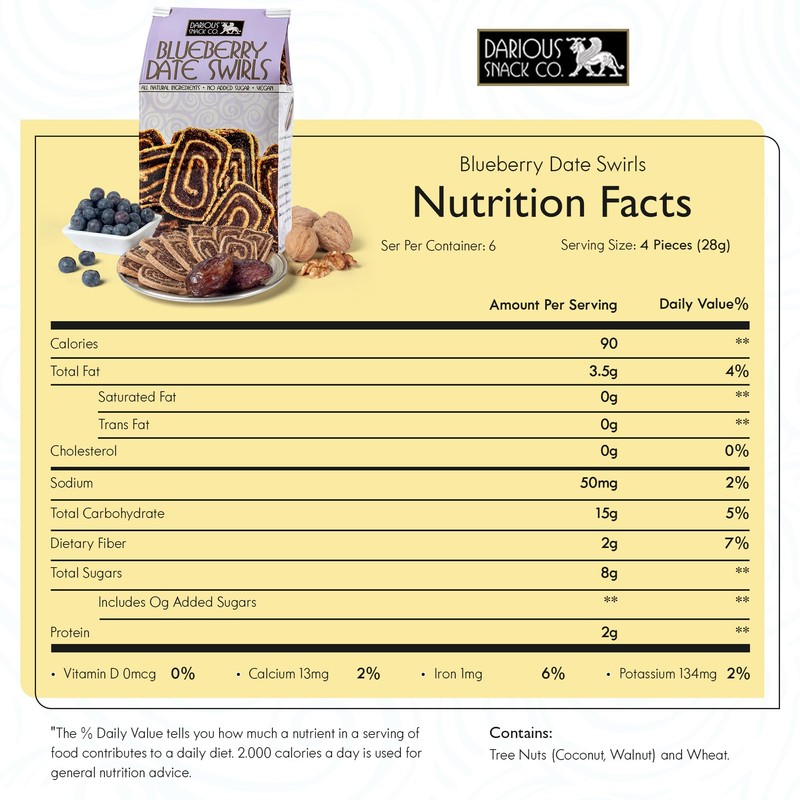 Darious Snack Co VEGAN and PALEO Blueberry Date Swirls for