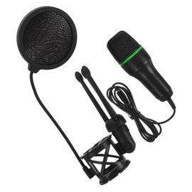 Kisangel 1Set Gaming Condenser Microphone Black Tabletop Mic with Noise Reduction Stand for Live Streaming Gaming and Karaoke