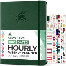 Clever Fox Planner PRO Schedule Dated (Jan 2025–Jan 2026) – Weekly & Monthly Life Planner with Time Slots, Appointment Book and Daily Organizer to Increase Productivity, A4 Hardcover – Forest Green