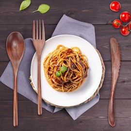 9pcs Japanese Natural Wood Tableware Sets, Cutlery Set Vintage Wooden Cutlery Reusable Wooden Dinner Utensils for Home Cafe Restaurant Camping Travel