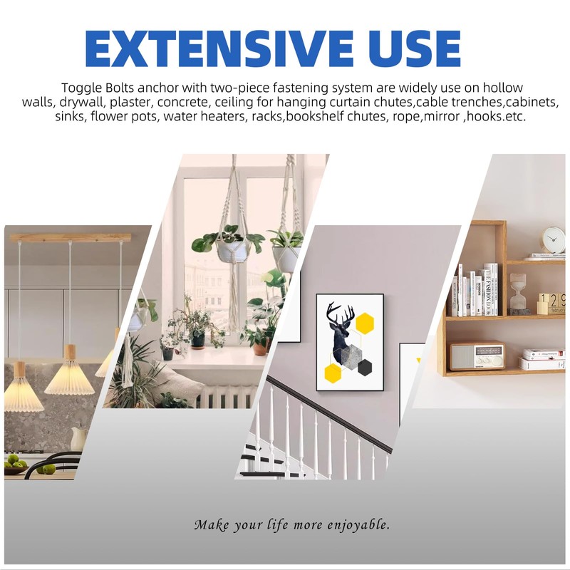 Glarks 18pcs M4 M5 M6 O-Shaped Eye Bolt Toggle Anchors