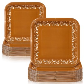 Yungyan 100 Pcs Platos De Barro Mexicanos Square Paper Plates Cielito Lindo Party Decoration Mexican Dinnerware Terracotta Flower Clay Pottery Plates Birthday Wedding 7 Inch, 9 Inch(White Flowers)